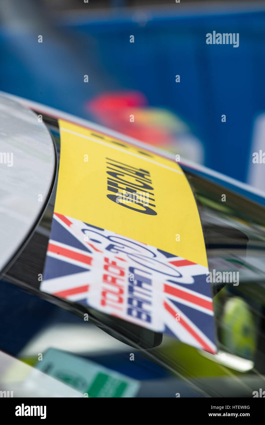 Official Car sticker at the start of Stage 4 of the Tour of Britain 2016 in Denbigh Stock Photo