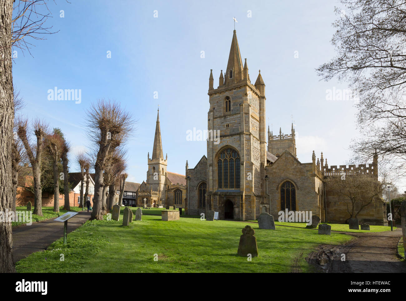 St Lawrence Church, and All Saints Churches, Evesham Abbey Gardens, Evesham, Worcestershire UK Stock Photo