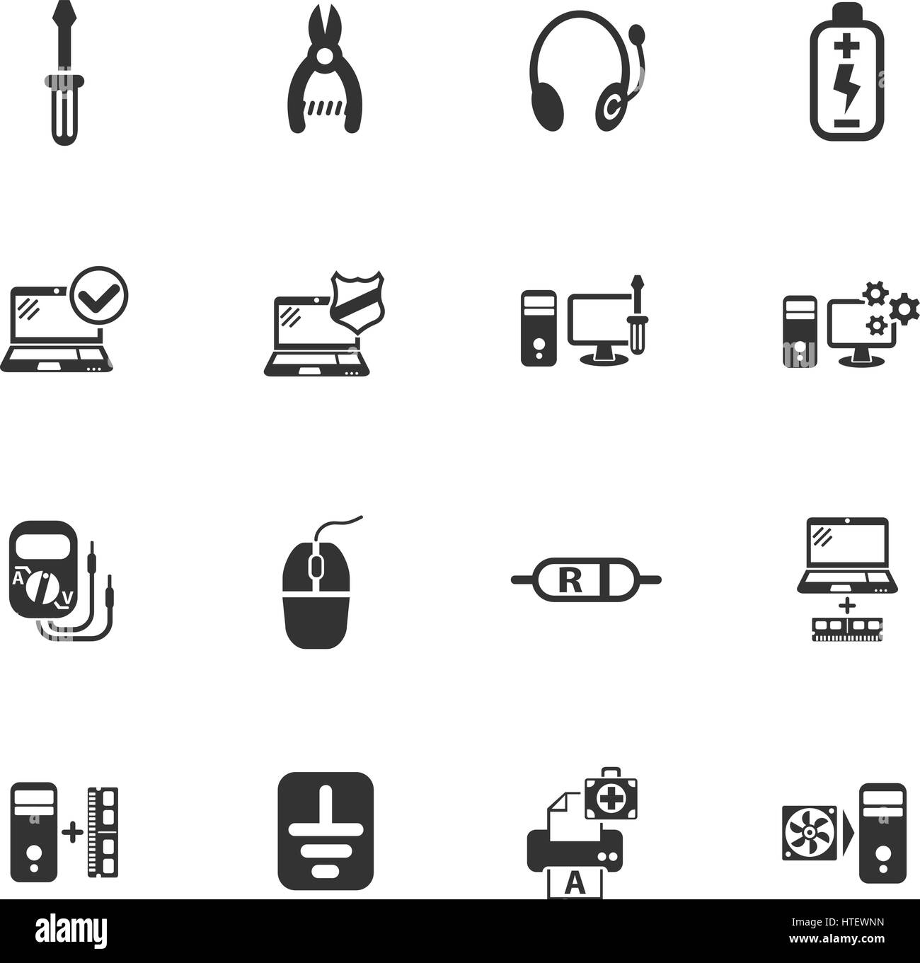 computer repair web icons for user interface design Stock Vector