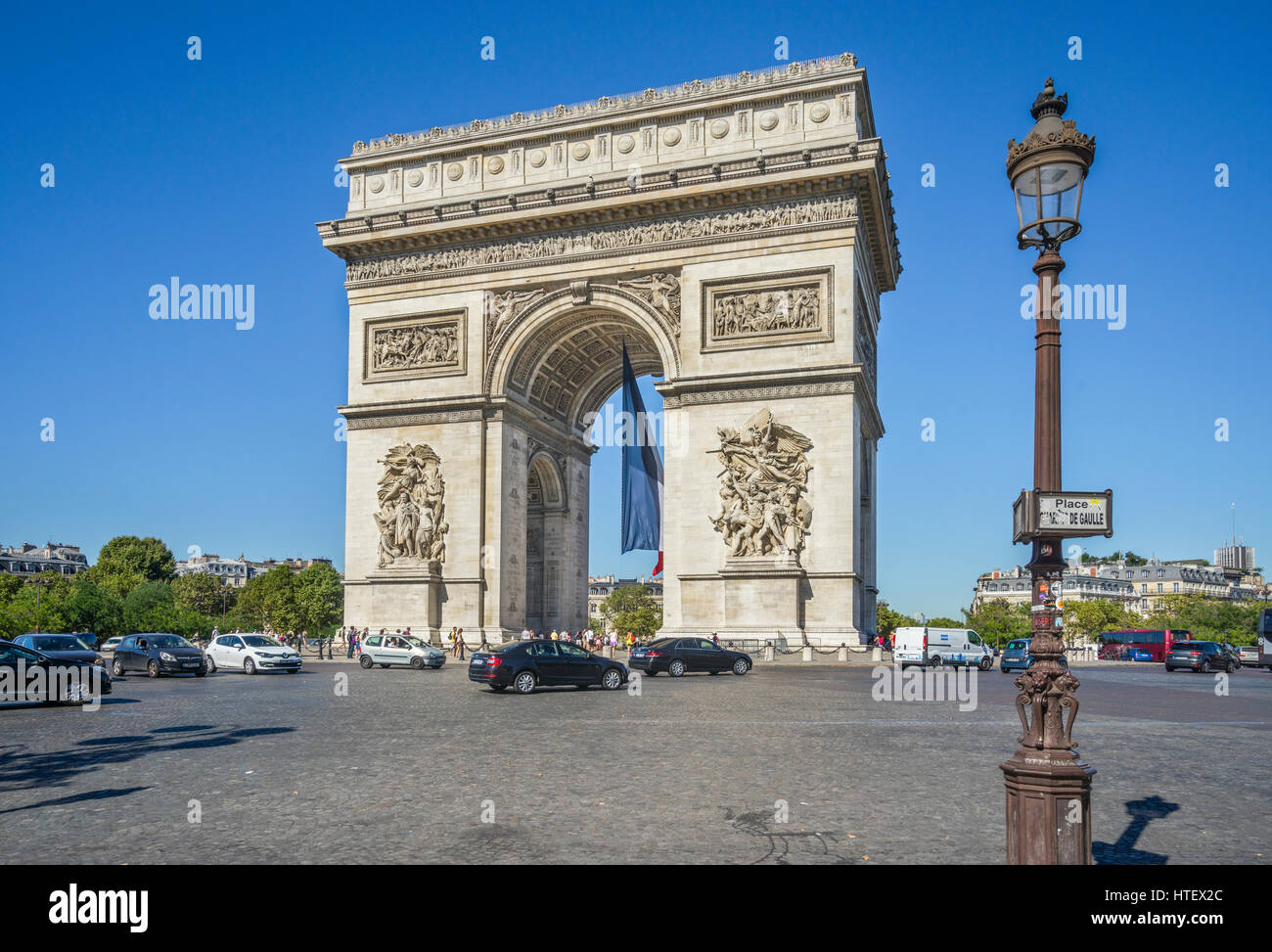 France, Ile-de-France, Paris, Arc de Triomphe de l'Étoile on Place Charles de Gaulle Stock Photo