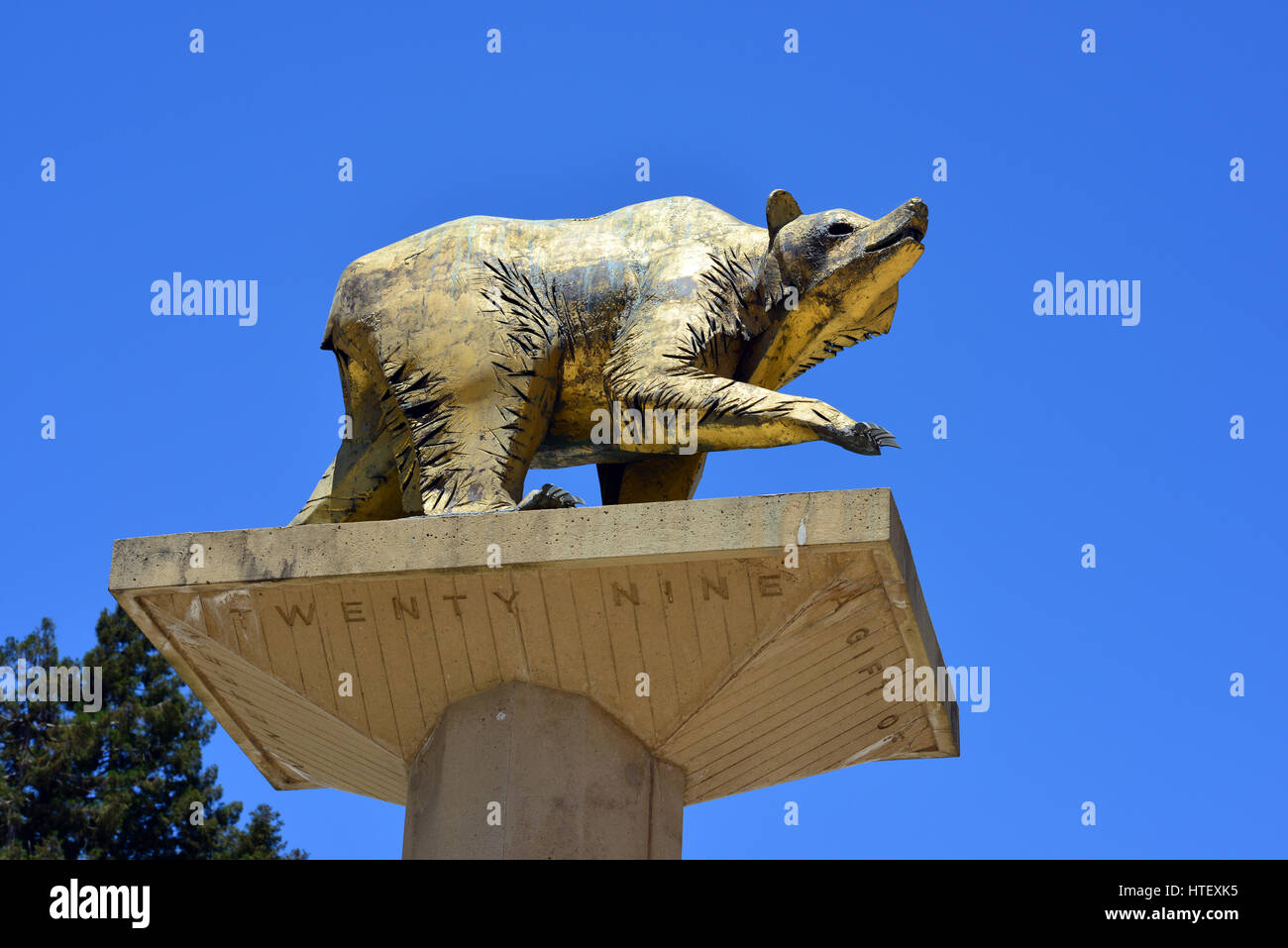 Golden Bear monument on the Berkeley campus of the University of California Stock Photo