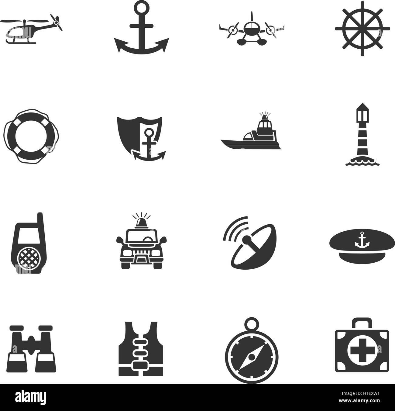coastguard web icons for user interface design Stock Vector