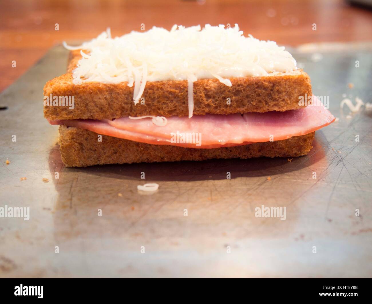 Ingredients And Making Of A Croque Monsieur French Ham And Cheese