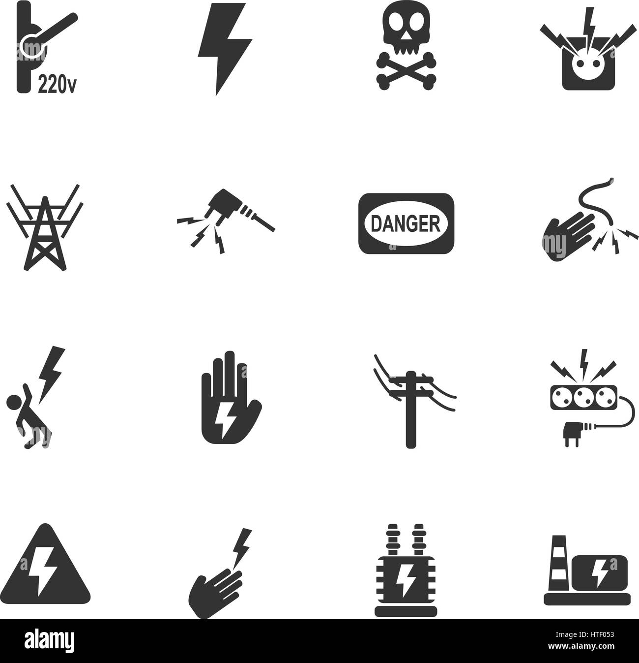 high voltage web icons for user interface design Stock Vector