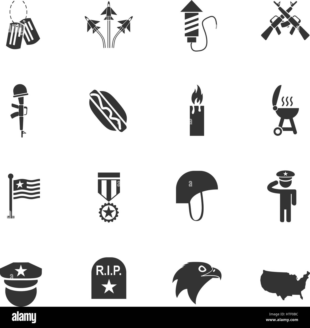 memorial day web icons for user interface design Stock Vector