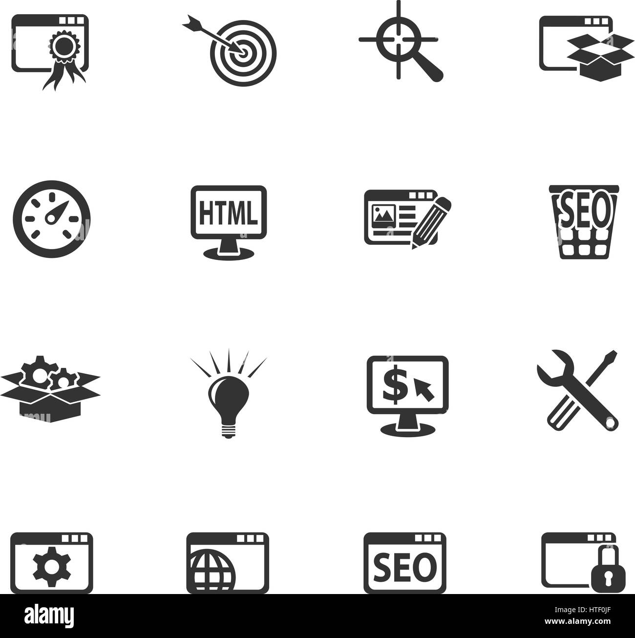 seo and development web icons for user interface design Stock Vector ...