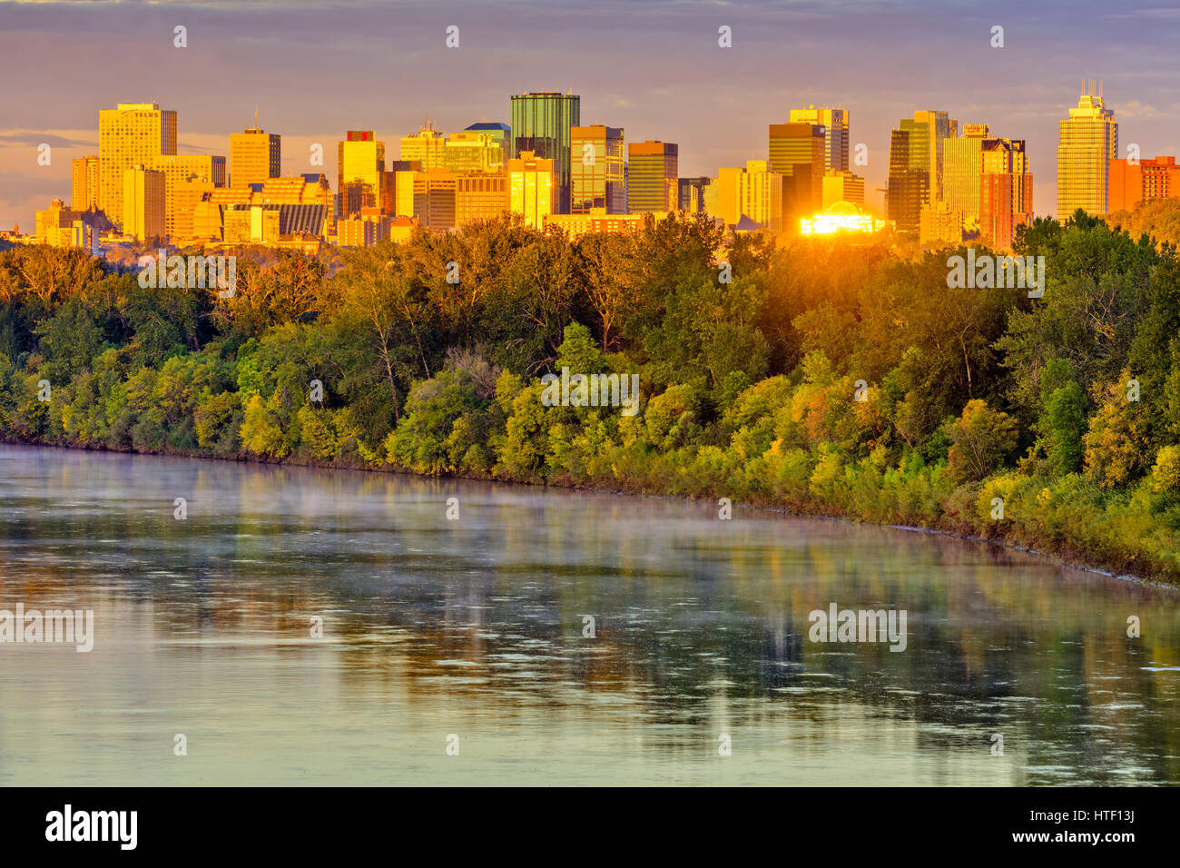 Edmonton city center and North Saskatchewan River, Edmonton Alberta Stock Photo