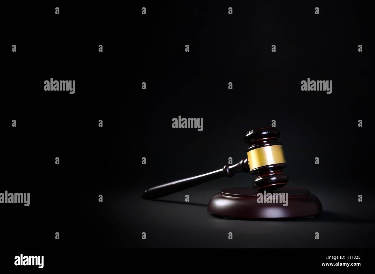 Law gavel business card copy space. law gavel mallet rights closeup trial black copy-space concept Stock Photo