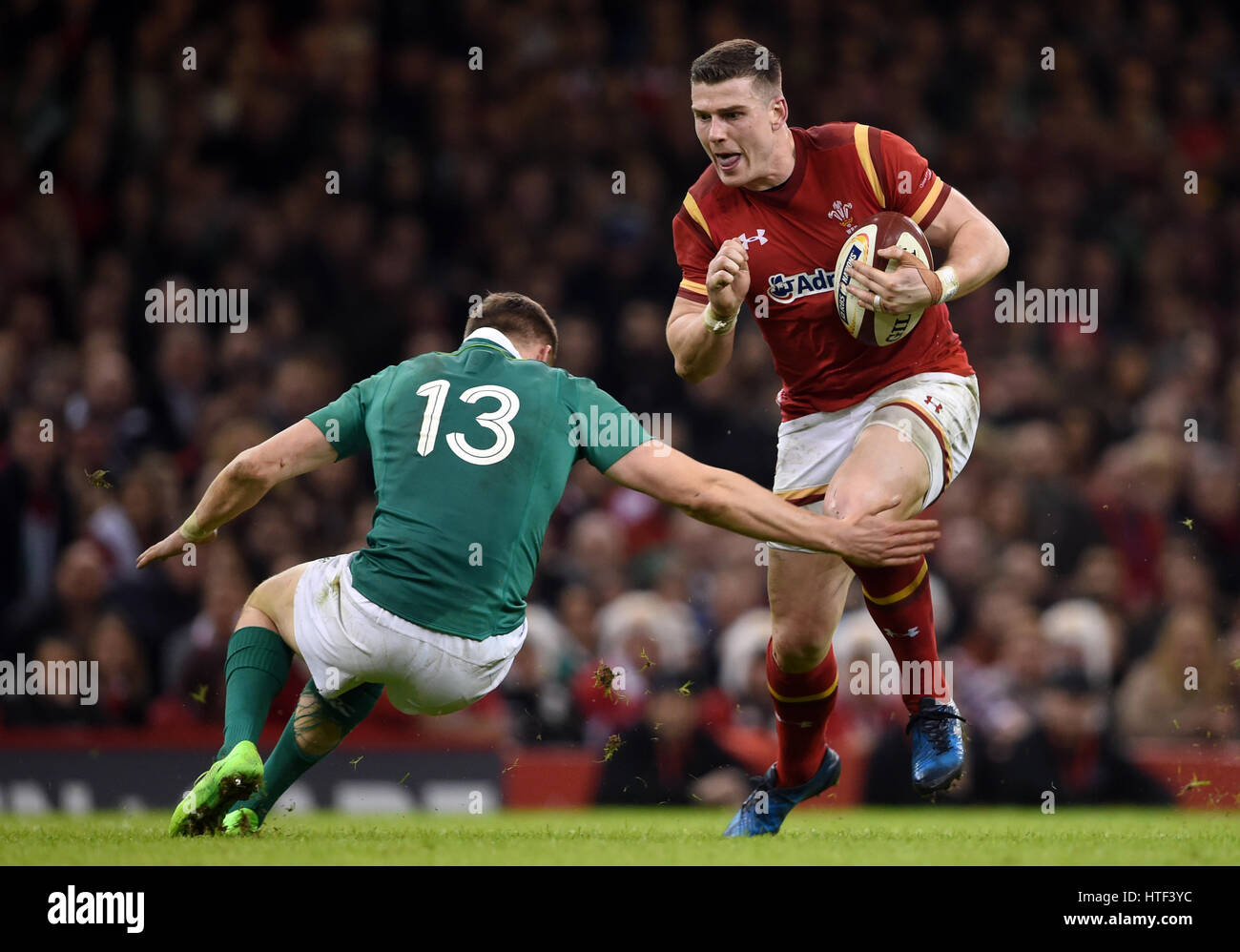 Wales' Scott Williams (right) and Ireland's Garry Ringrose during the ...