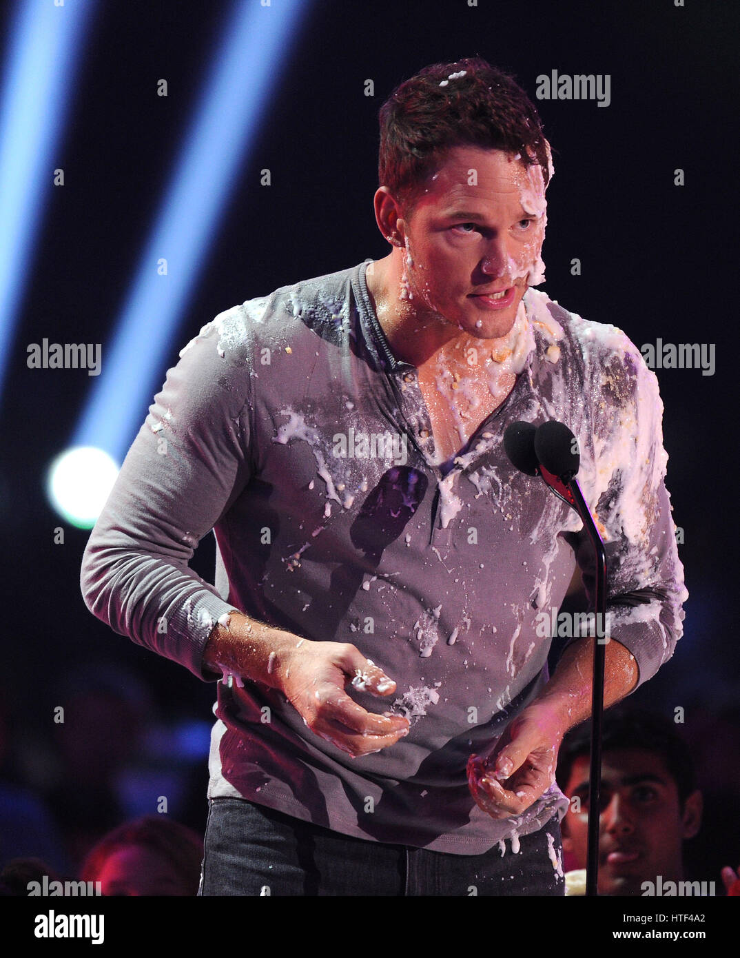 INGLEWOOD, CA - MARCH 28: Chris Pratt appears on the 28th Annual Nickelodeon Kids Choice Awards at the Forum on March 28, 2015 in Inglewood, California (Photo by ) Stock Photo