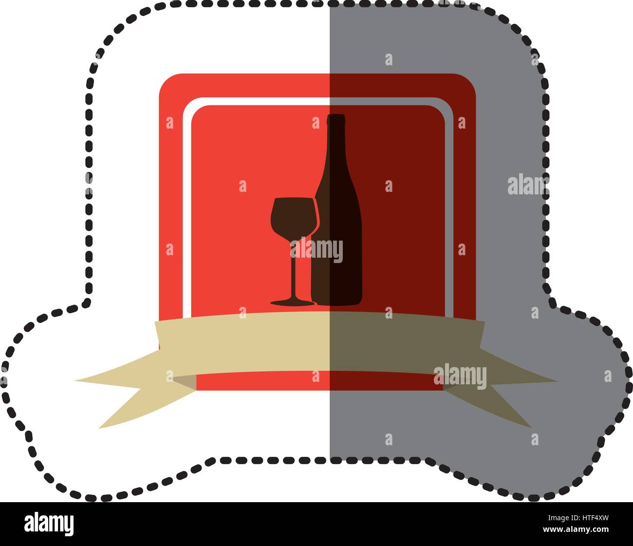 red emblem wine bottle with glass icon Stock Vector Image & Art - Alamy