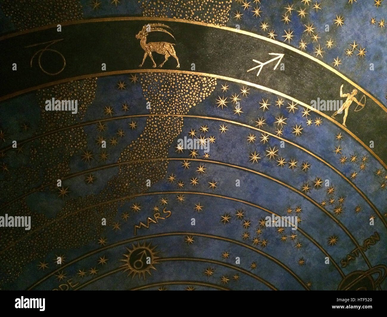 Zodiac ceiling in the Music Room in the Villa Stuck in Munich, Bavaria, Germany. Stock Photo