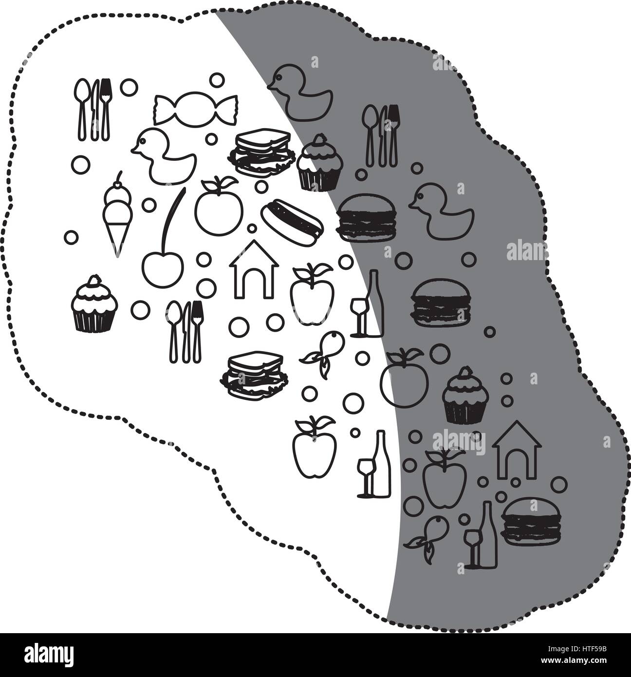 contour cloud color food blackground icon Stock Vector Image & Art - Alamy