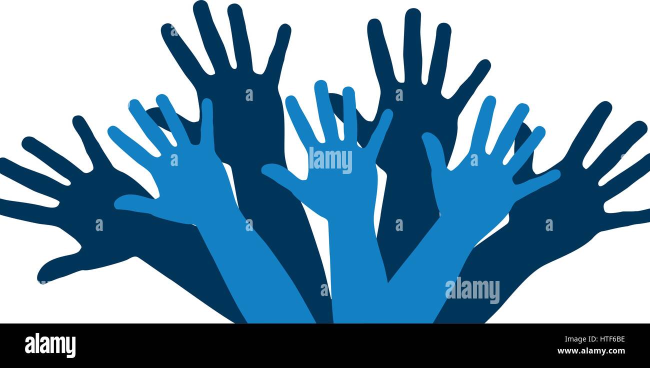 color silhouette with support hands in blue Stock Vector Image & Art ...