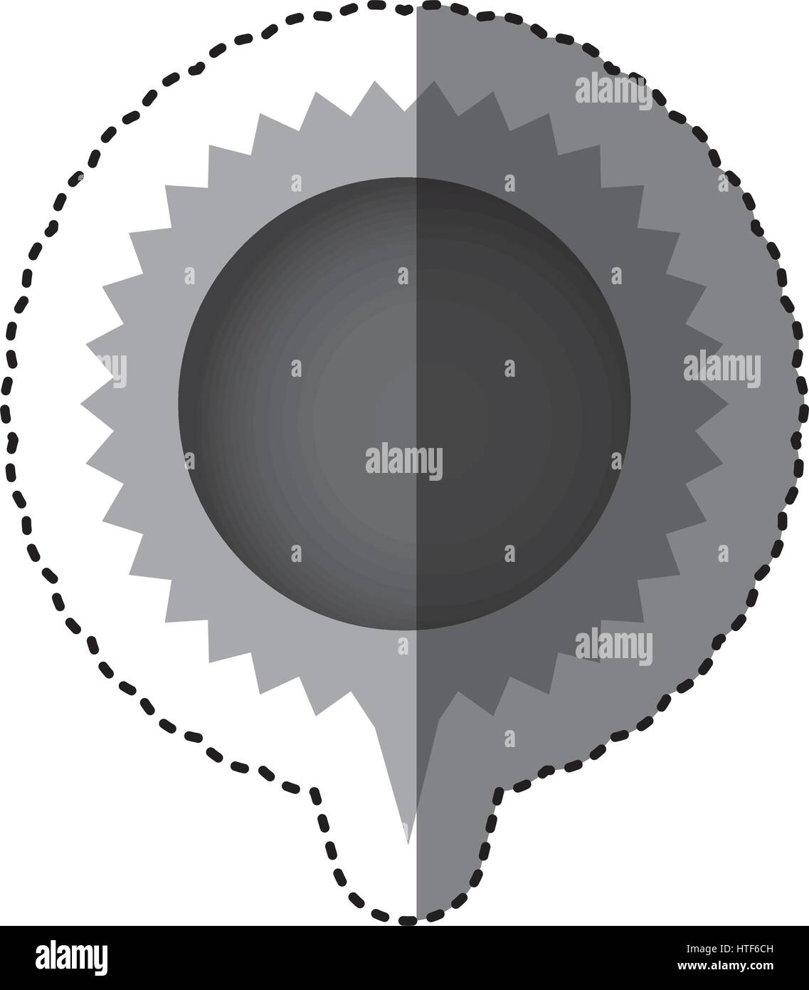 grayscale sticker with circular speech with sawtooth contour and tail ...