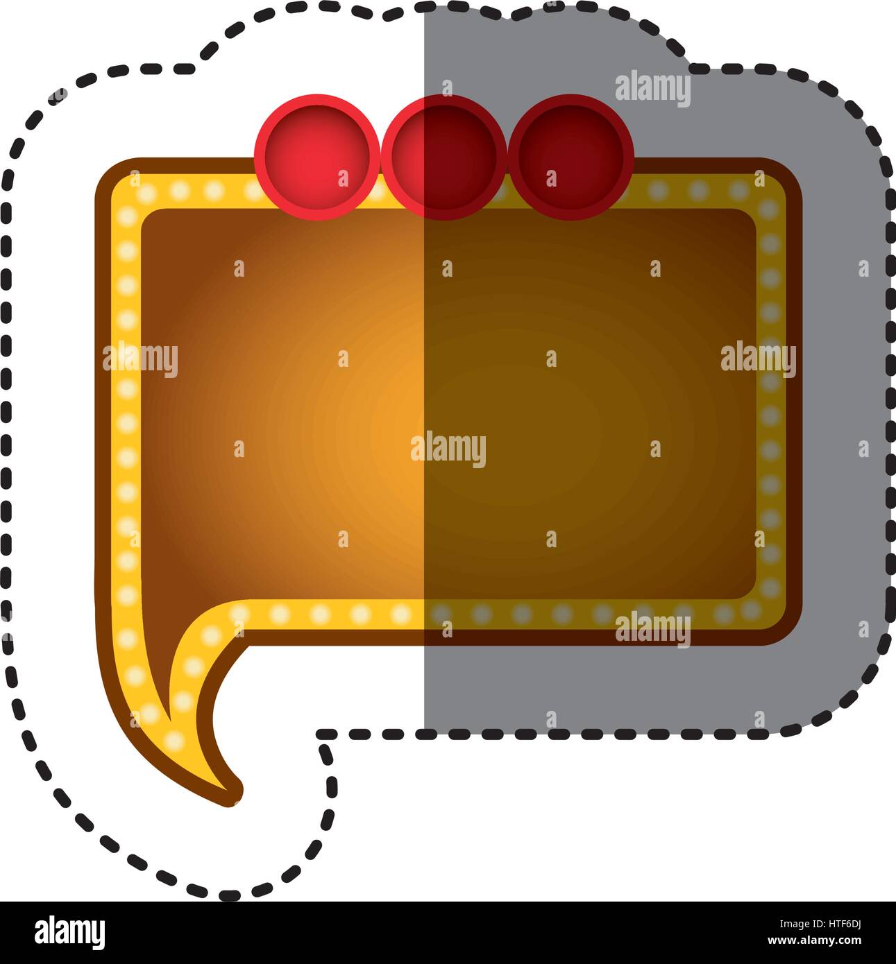 sticker of yellow rectangular speech with tail and red circles on top ...