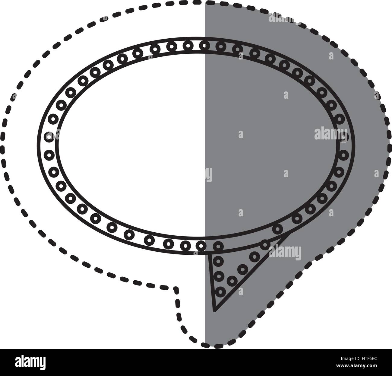 monochrome sticker of oval speech with tail and contour of dots Stock ...