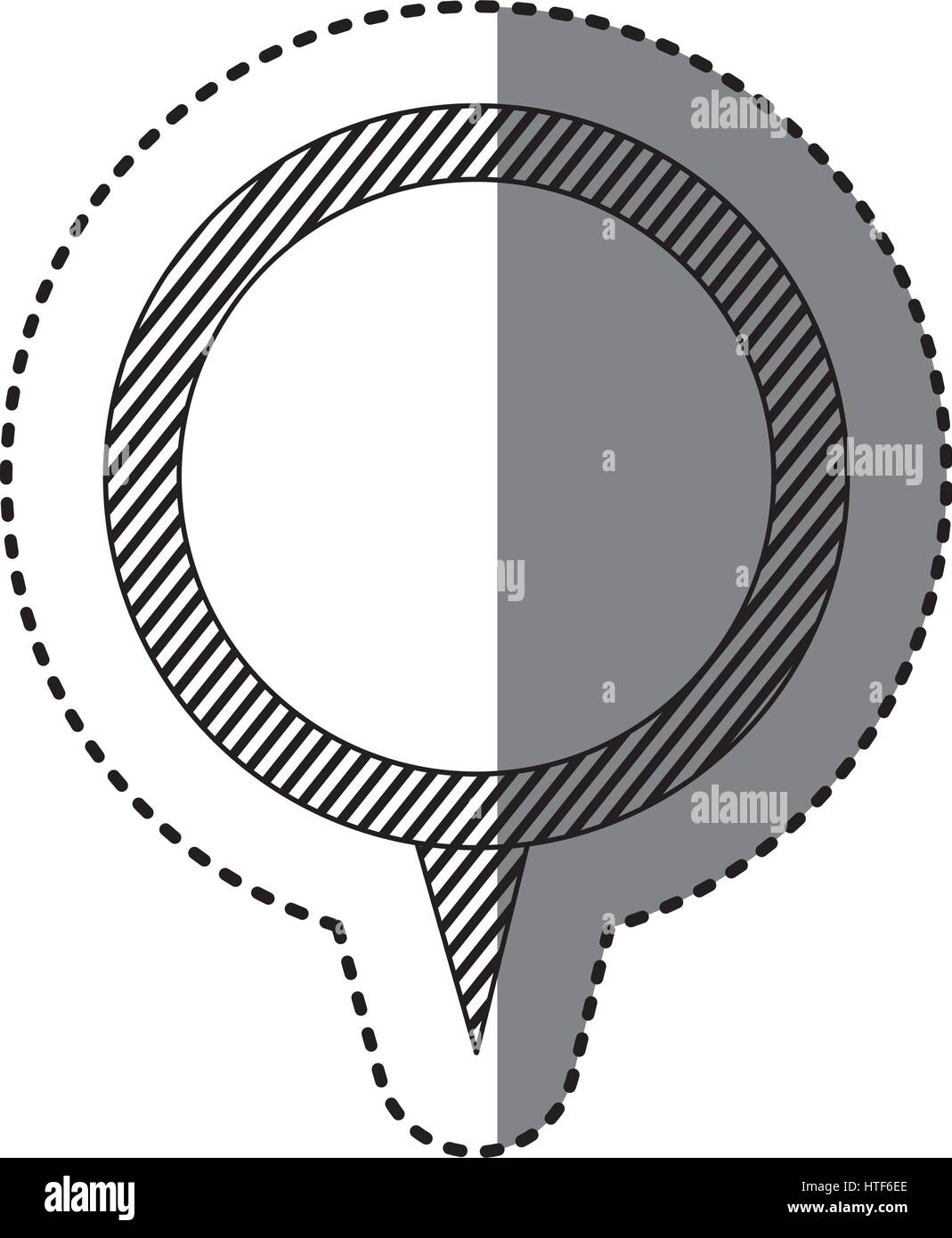 monochrome sticker of circular speech with tail and contour of stripes ...