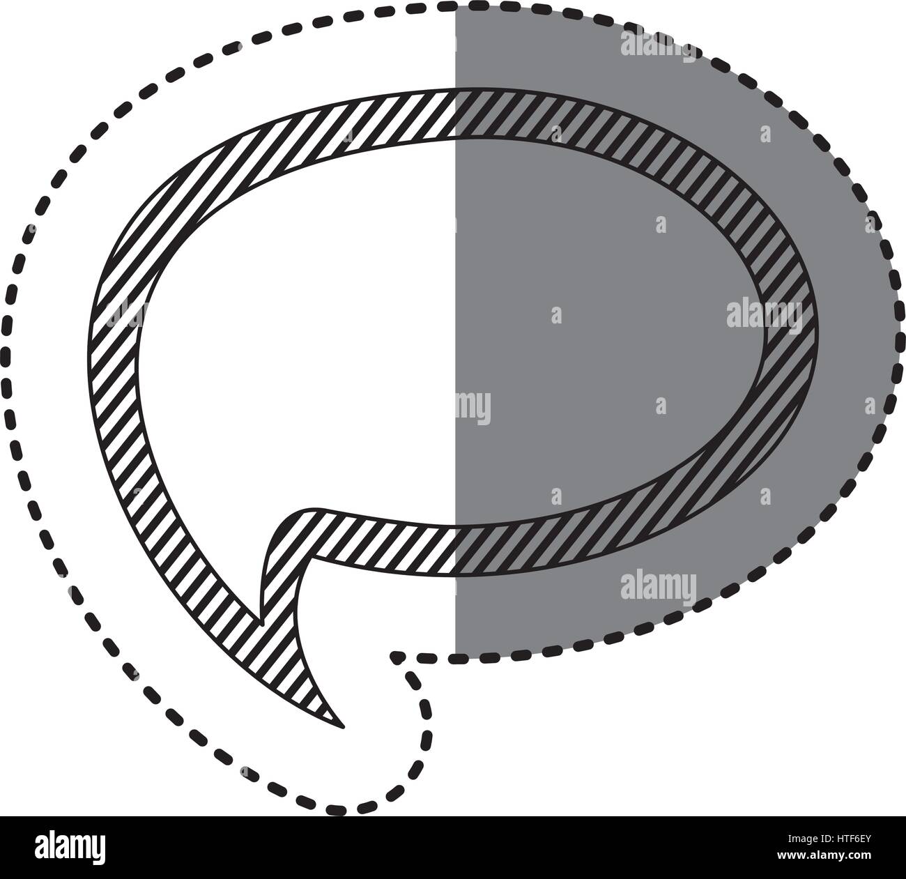 monochrome sticker of cloud speech with tail and contour of stripes ...