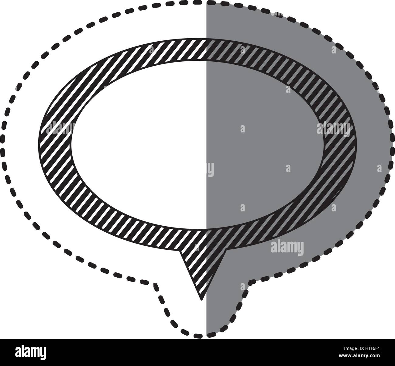 monochrome sticker of oval speech with tail and contour of stripes ...