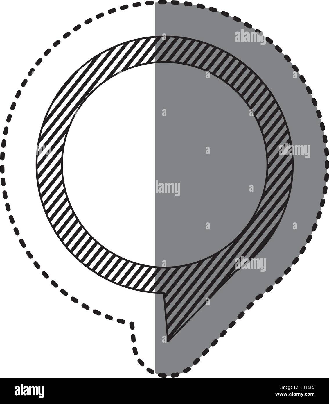 monochrome sticker of circular speech with tail to right side and ...