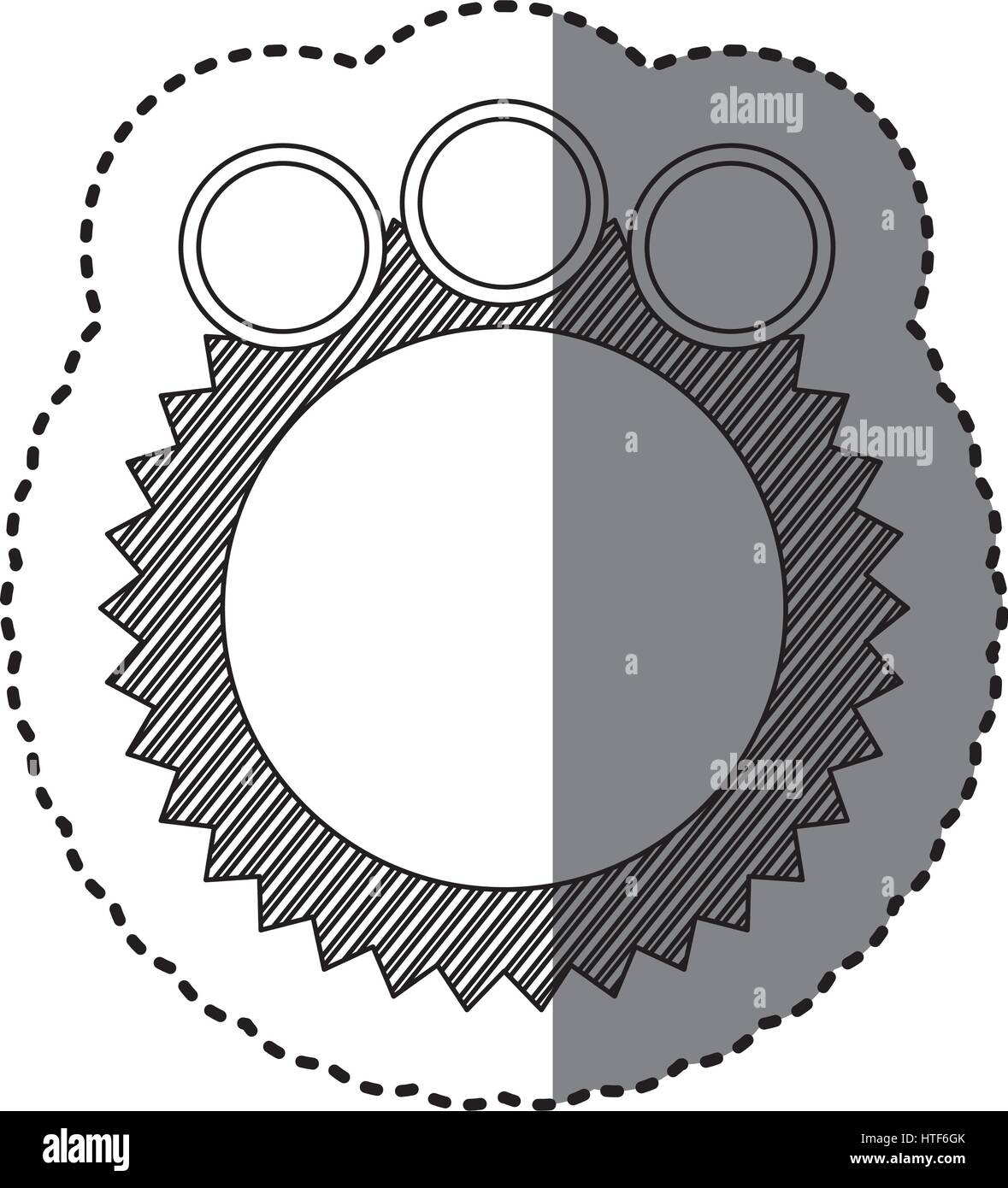 monochrome sticker of circular speech with sawtooth contour and three ...