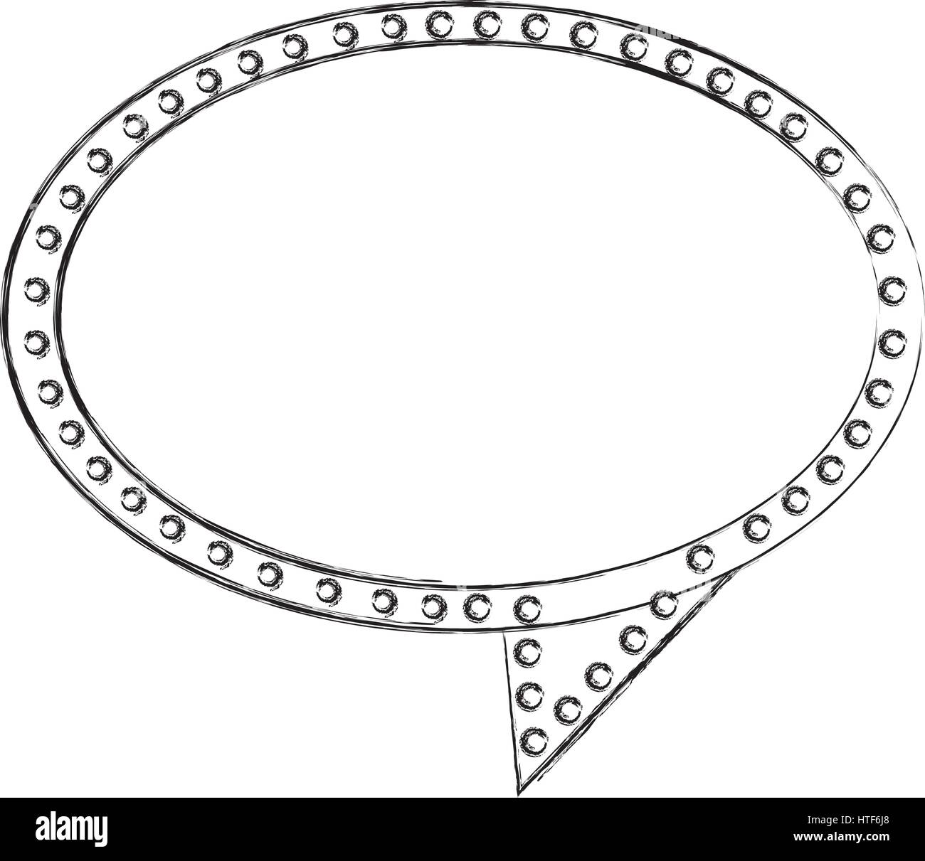 monochrome sketch of oval speech with tail and contour of dots Stock ...