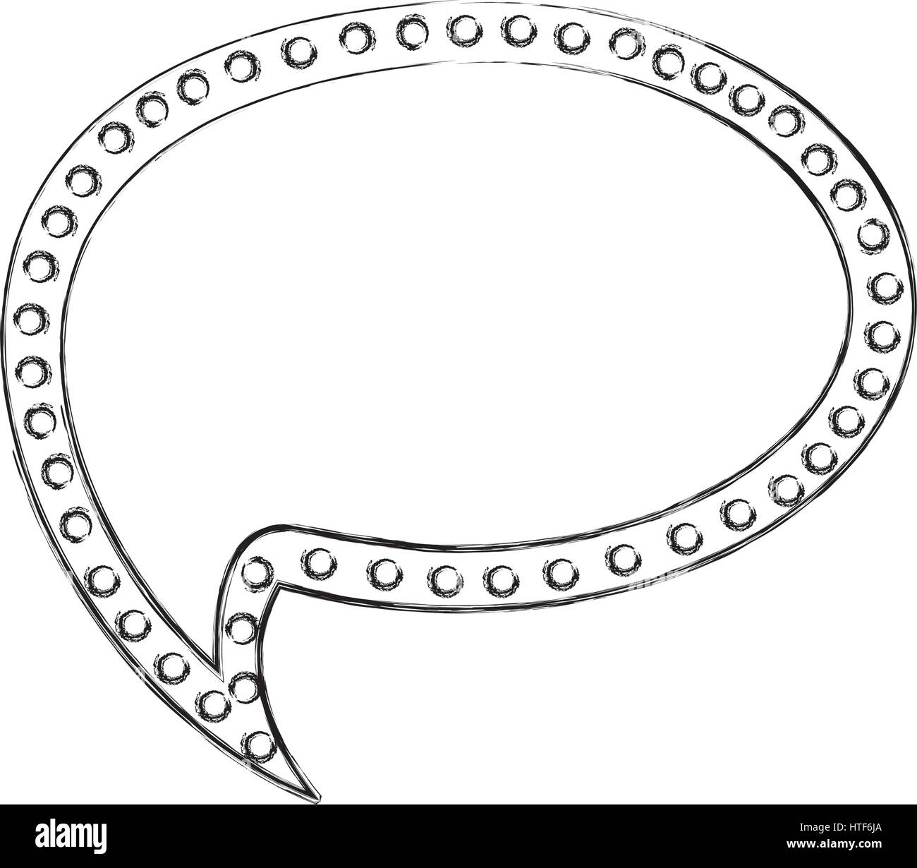 monochrome sketch of cloud speech with tail and contour of dots Stock ...