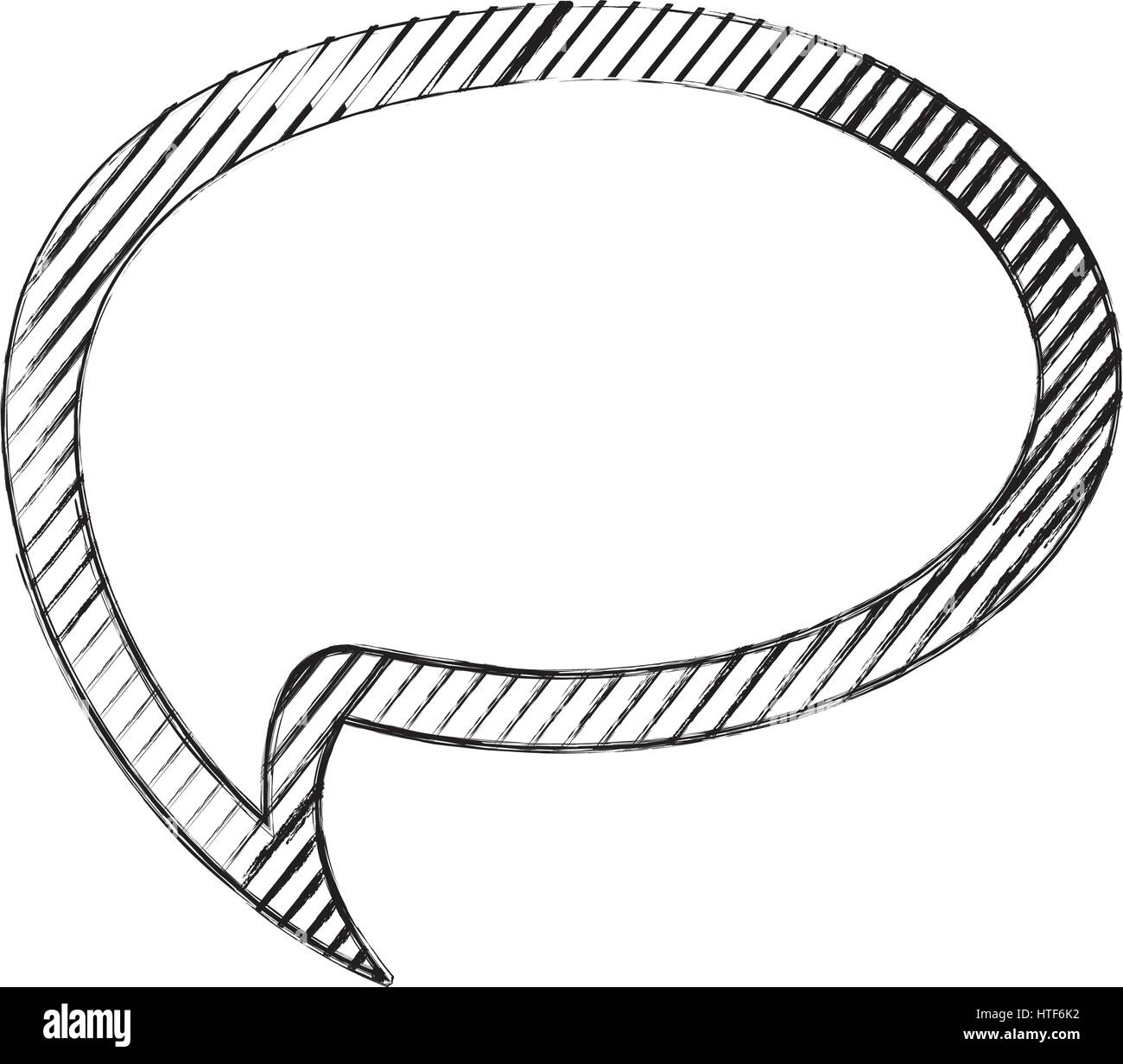 monochrome sketch of cloud speech with tail and contour of stripes ...