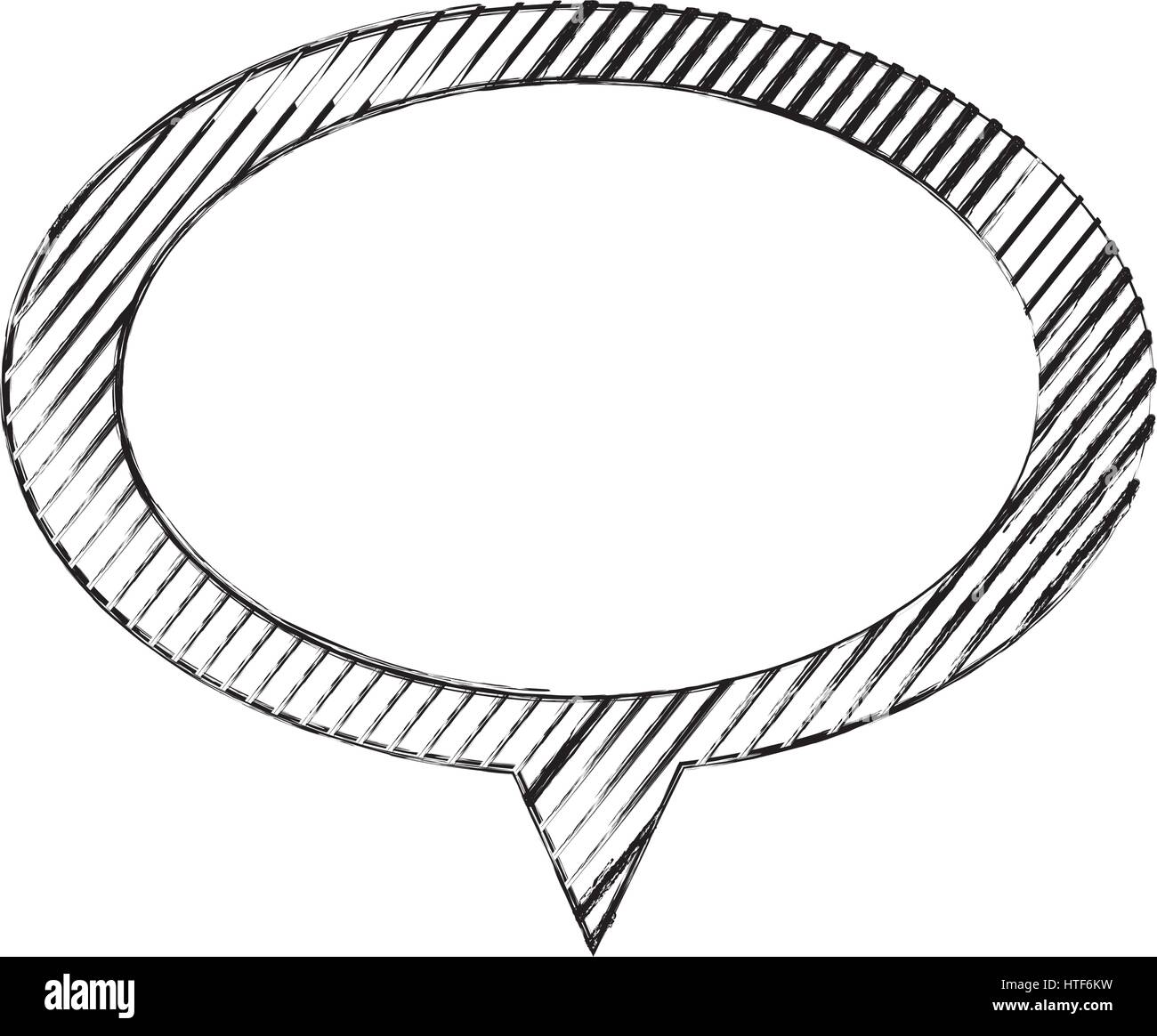 monochrome sketch of oval speech with tail and contour of stripes Stock ...