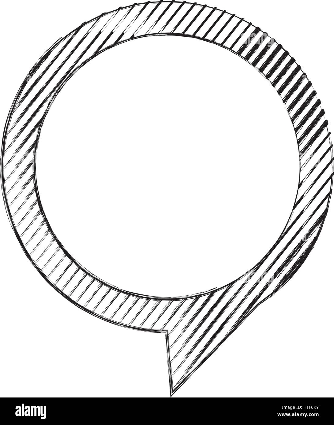 monochrome sketch of circular speech with tail to right side and ...
