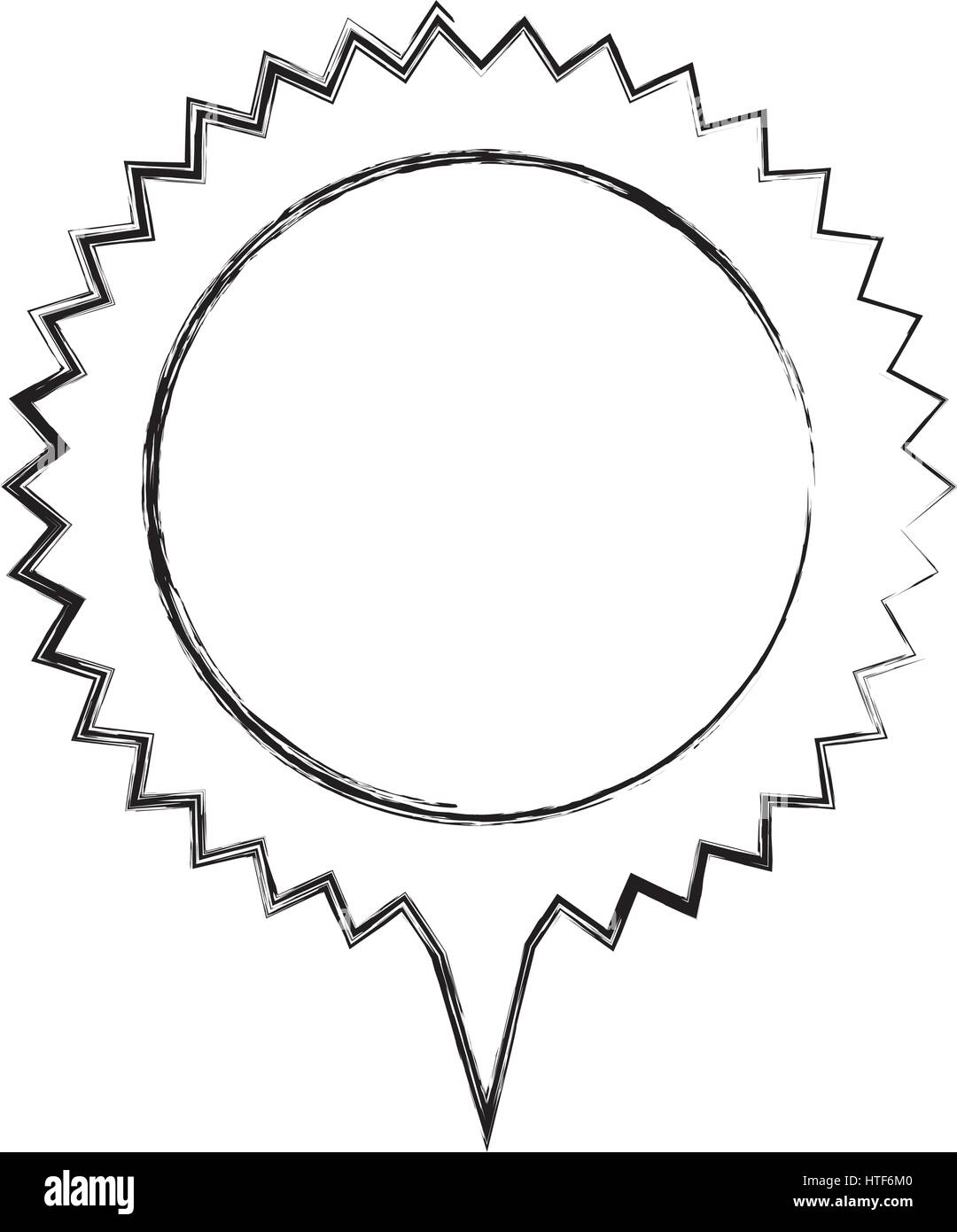 monochrome sketch of circular speech with sawtooth contour and tail ...