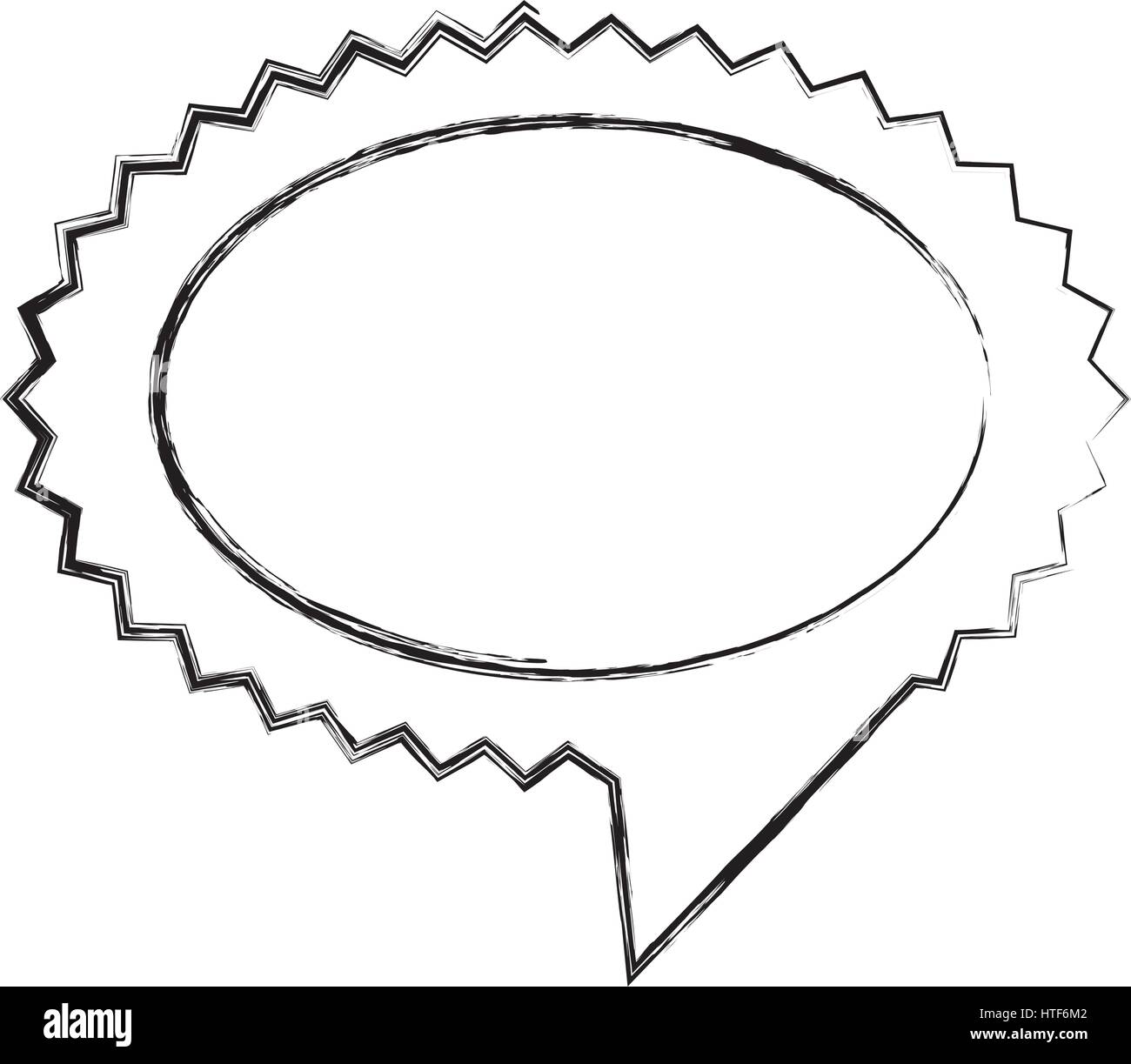 monochrome sketch of oval speech with sawtooth contour and tail Stock ...