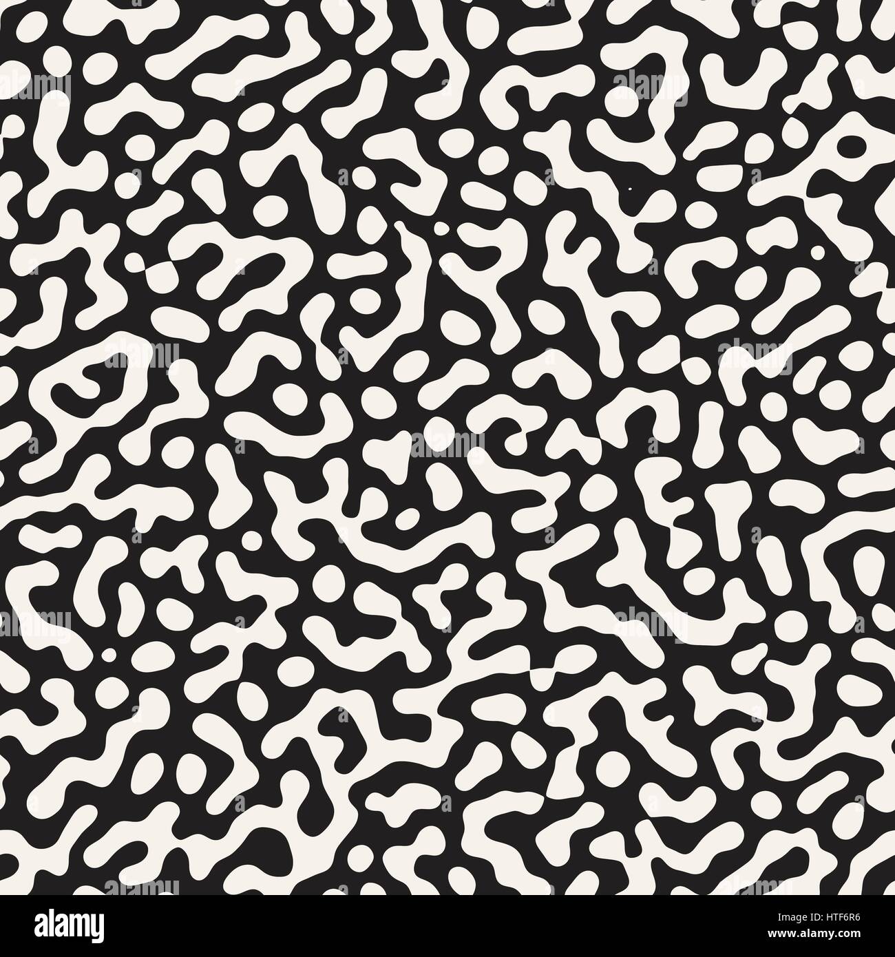 Vector Seamless Grunge Pattern. Black and White Organic Shapes. Messy Spots Texture. Abstract Background Illustration Stock Vector