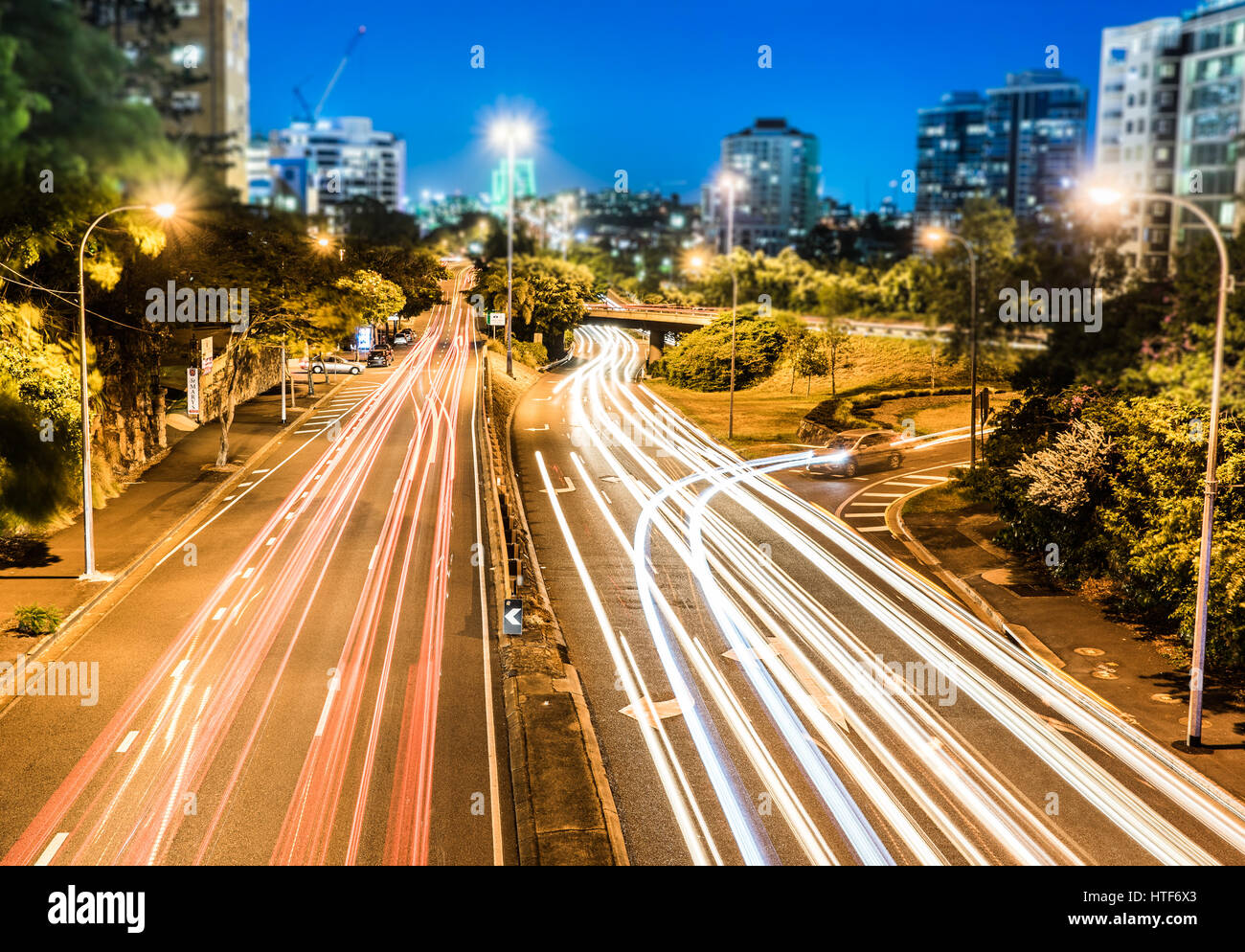 Brisbane nighttime city scape Stock Photo