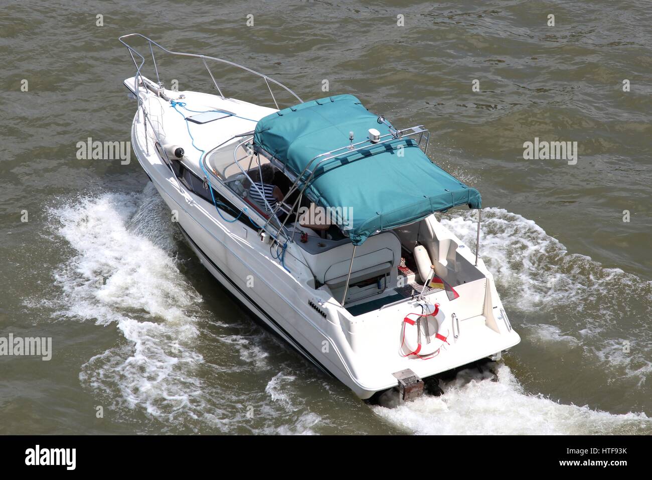 motorboat on river Stock Photo