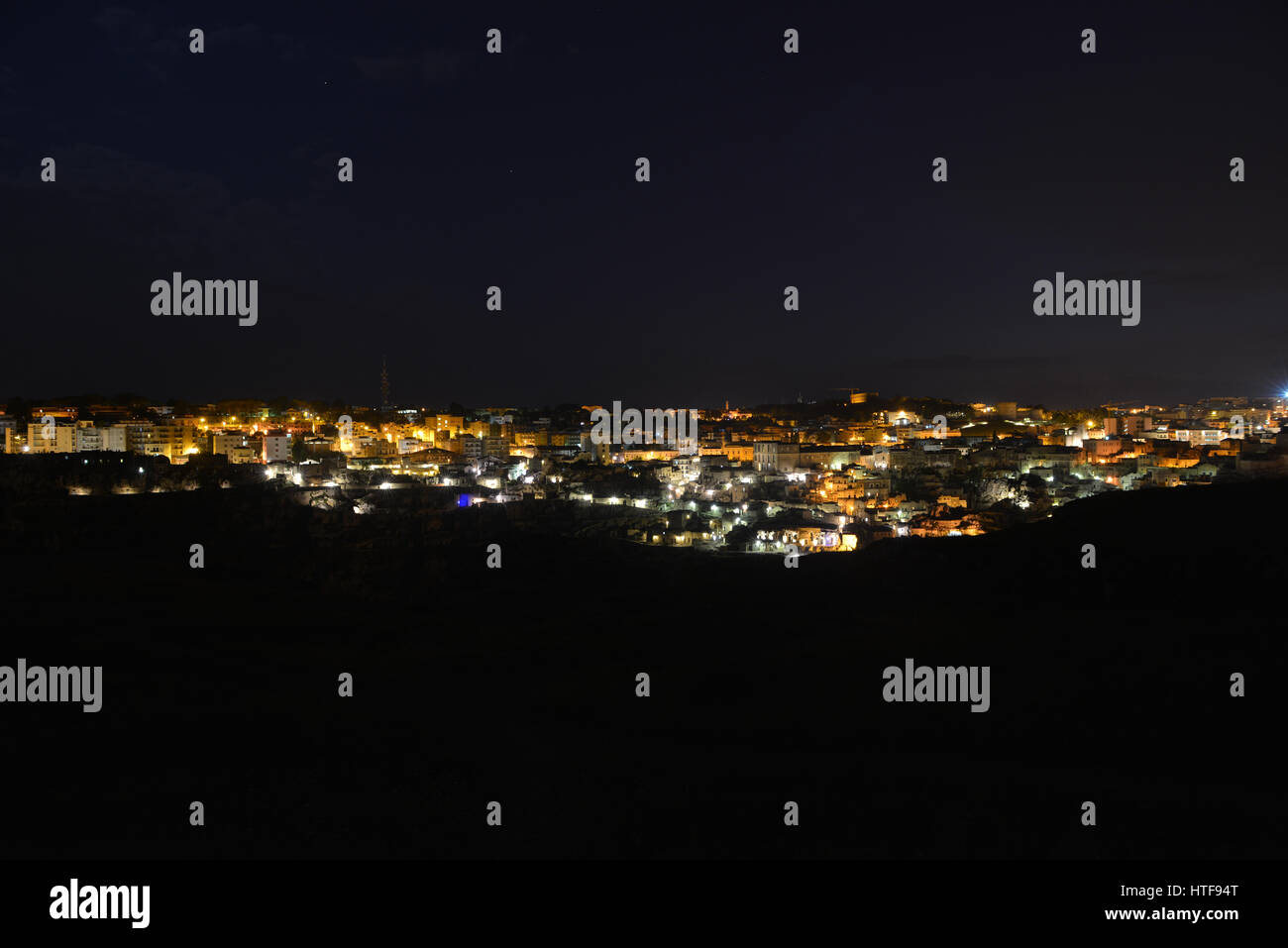 Matera, city view by night Stock Photo