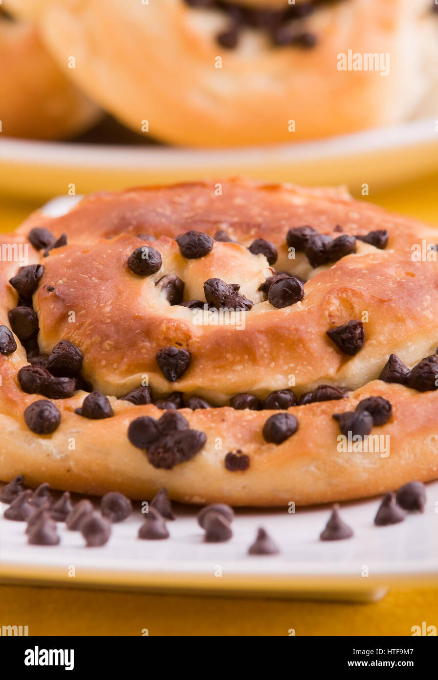 Chocolate chip brioche buns Stock Photo Alamy