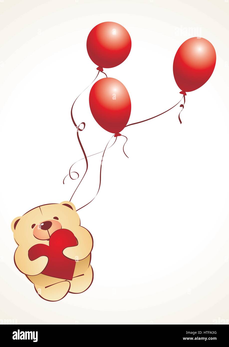 vector teddy bear with red balloons Stock Vector Image & Art - Alamy