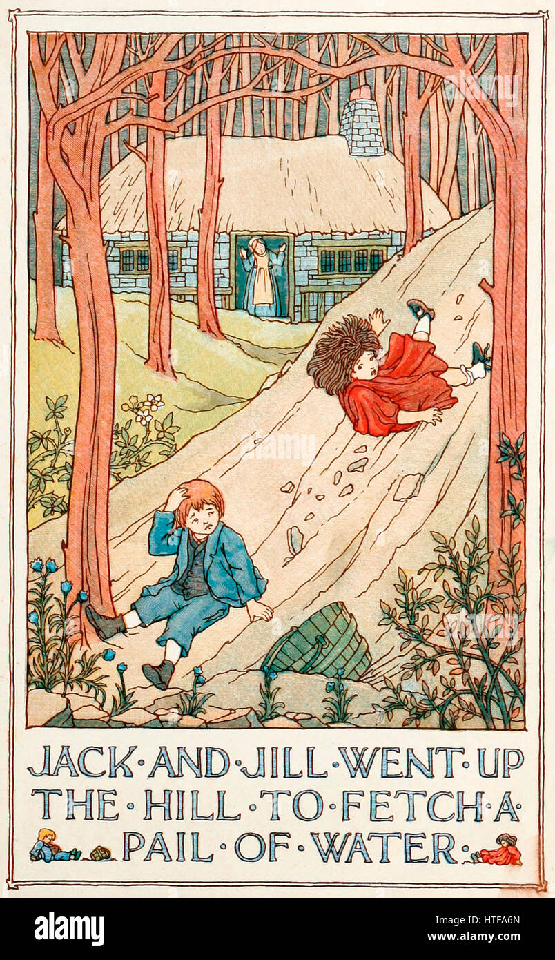 Jack and Jill went up a Hill to fetch a Pail of Water Stock Photo