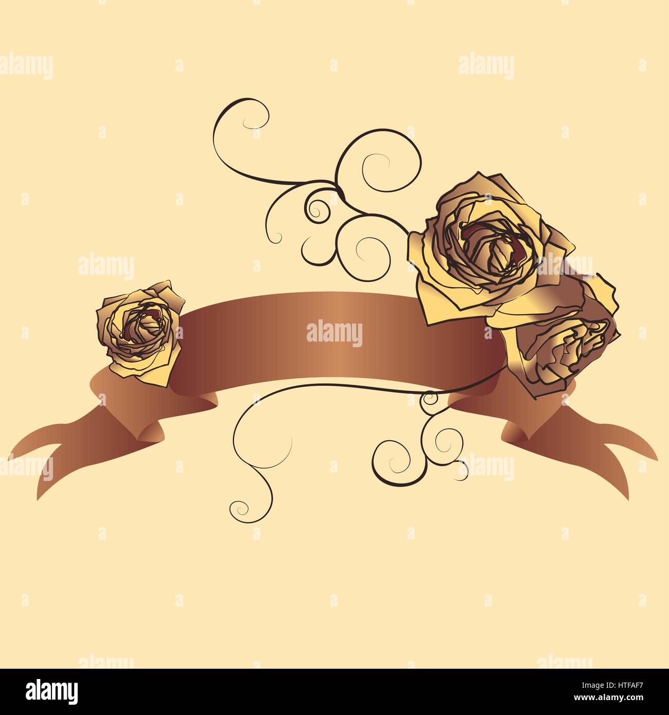 vector brown roses with ribbon Stock Vector Image & Art - Alamy
