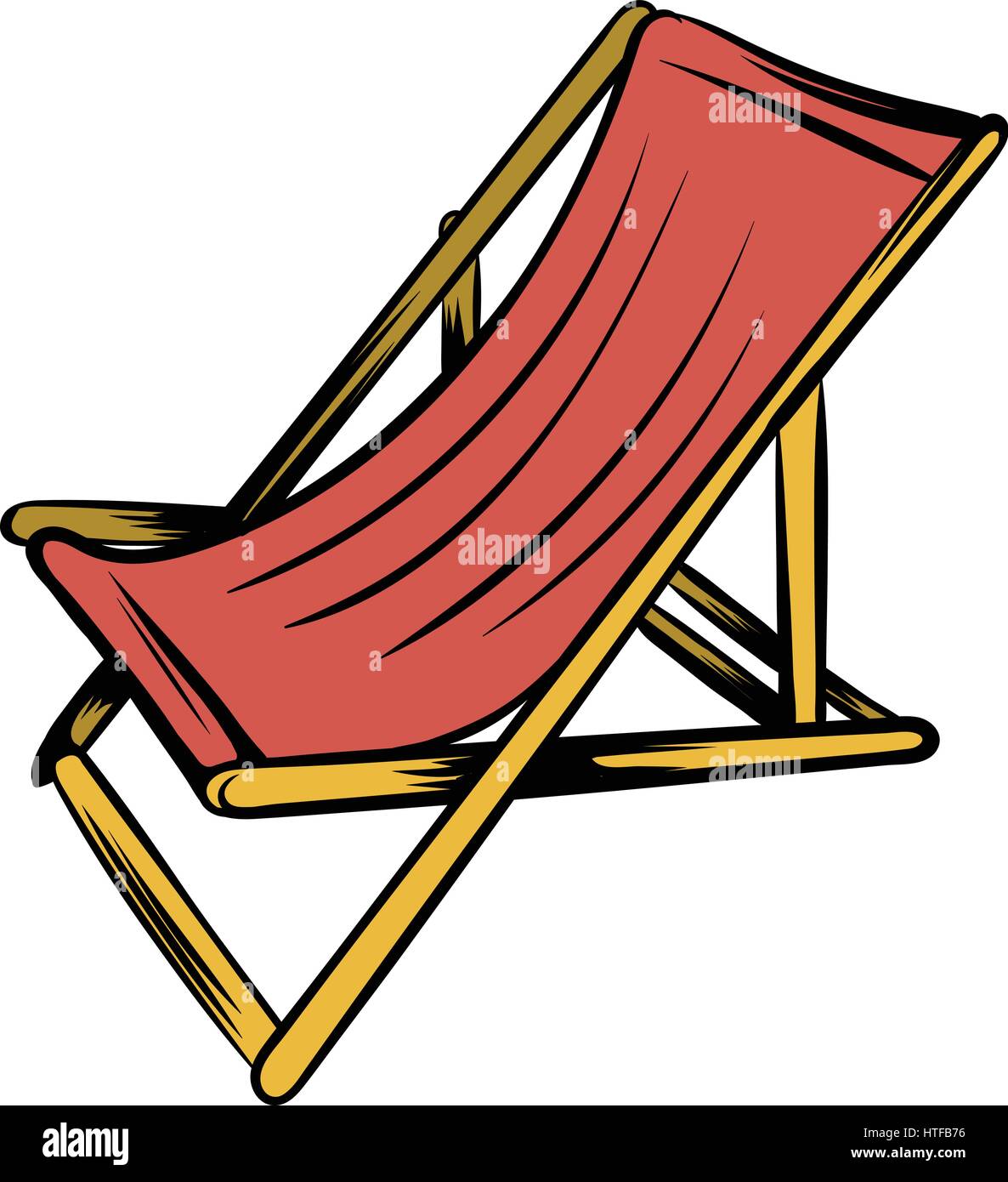 Wooden beach chaise icon in cartoon style isolated vector illustration ...