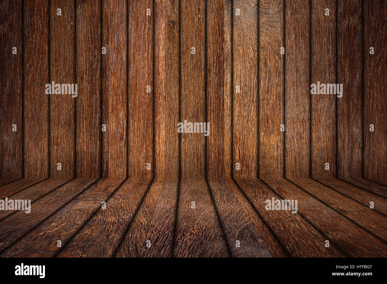 old oak empty wooden room with copy space rustic planks retro background texture Stock Photo