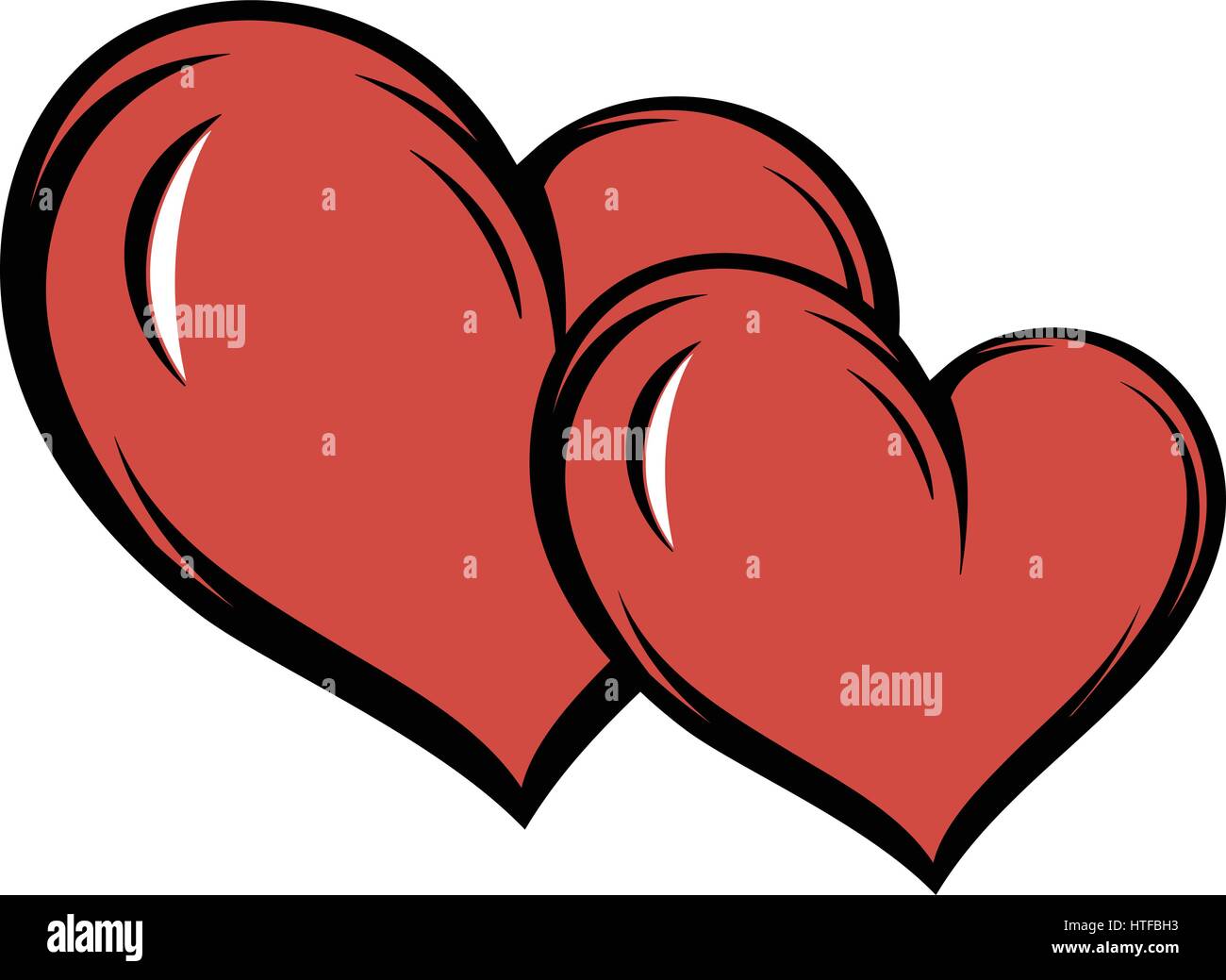 Two hearts icon in cartoon style isolated vector illustration Stock ...