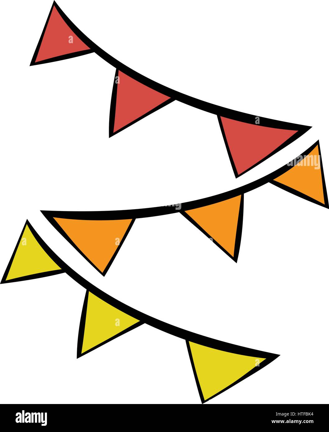 Colorful party flags icon in cartoon style isolated vector illustration ...