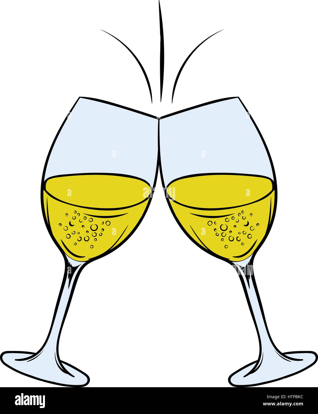 Glasses of white wine icon in cartoon style isolated vector ...