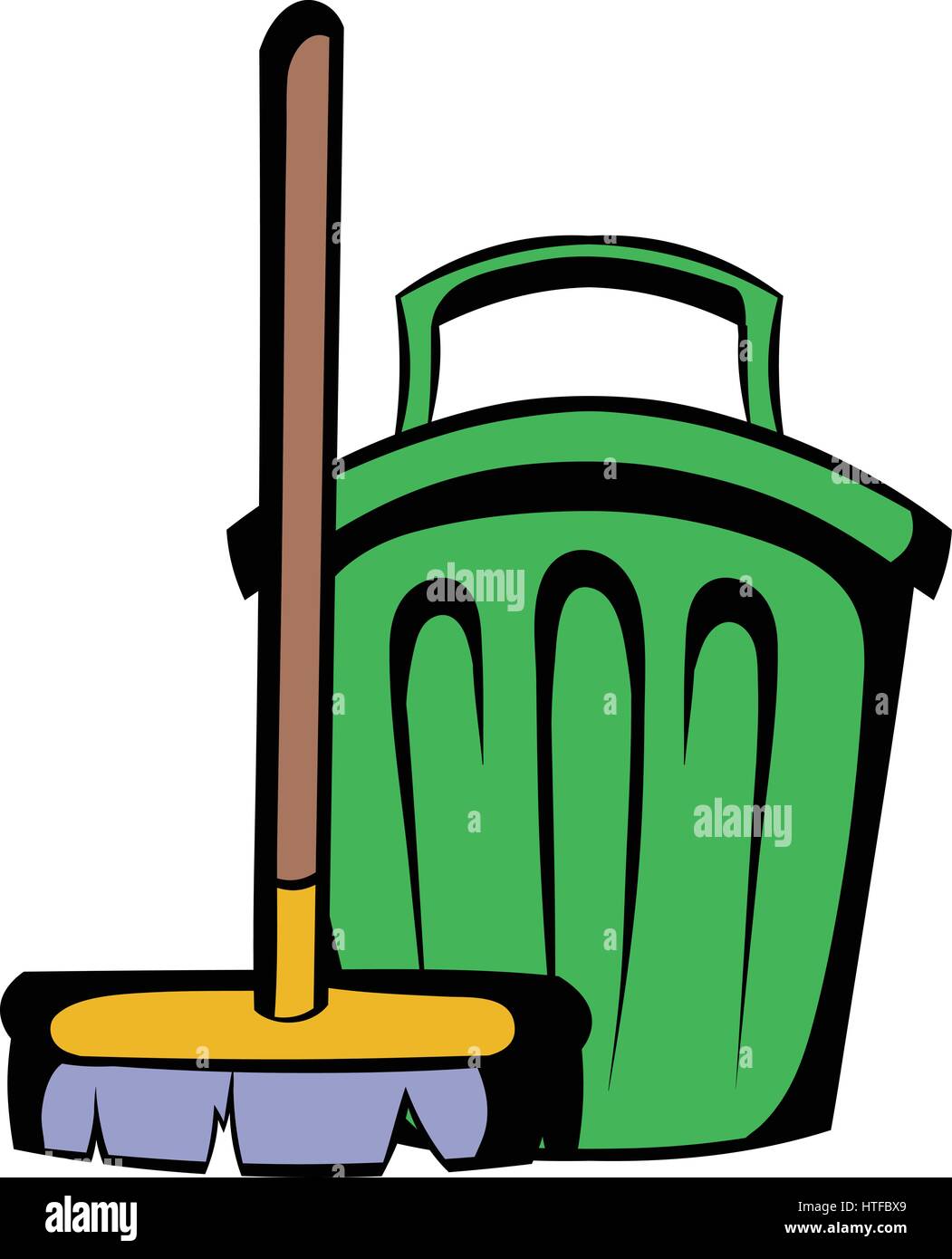 Broom and bucket icon cartoon Stock Vector Image & Art - Alamy