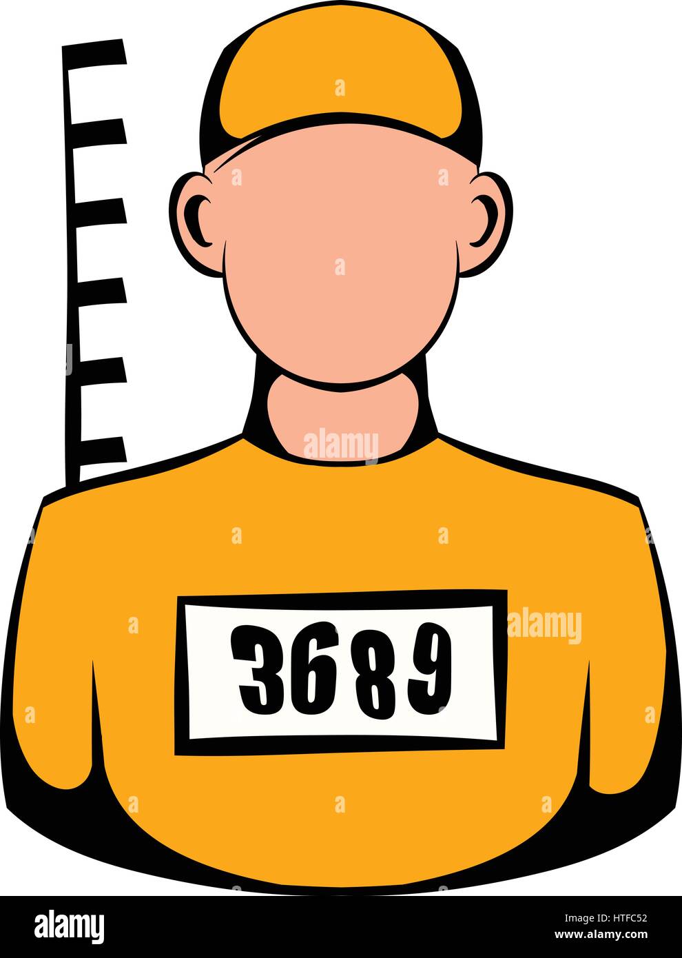 Prisoner in hat with number icon, icon cartoon Stock Vector