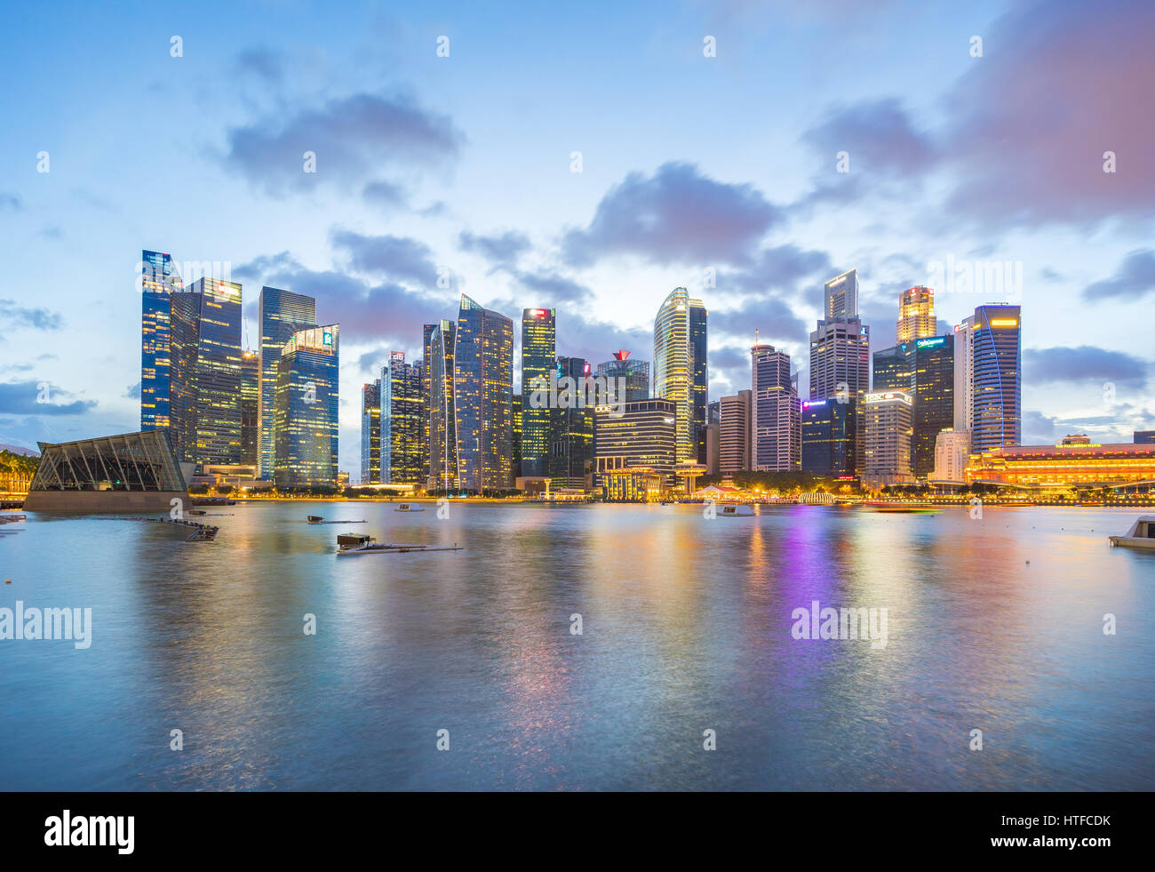 Singapore skyline, view of Singapore city at night in Singapore Stock ...