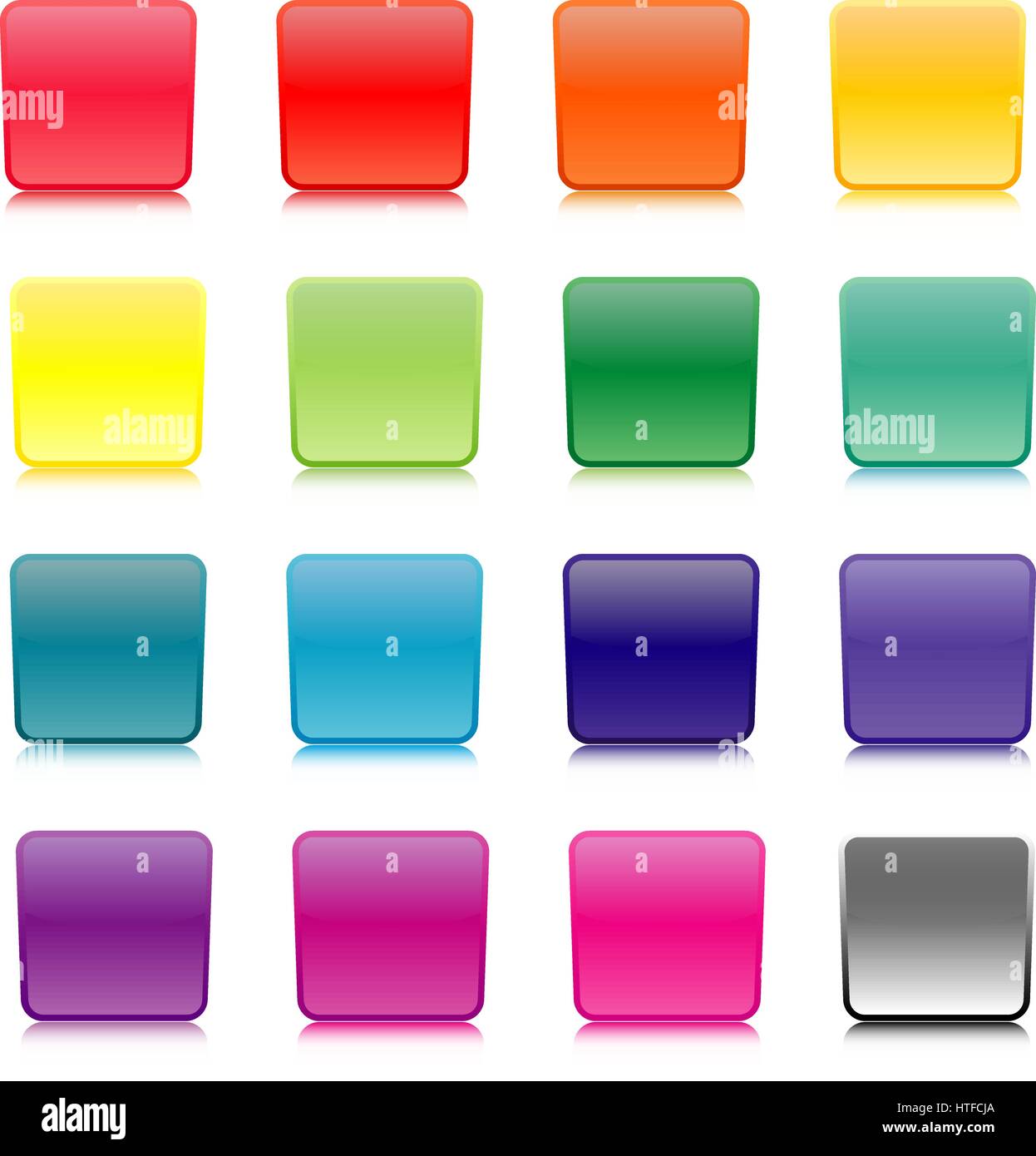 Set of colored buttons isolated on white background, vector